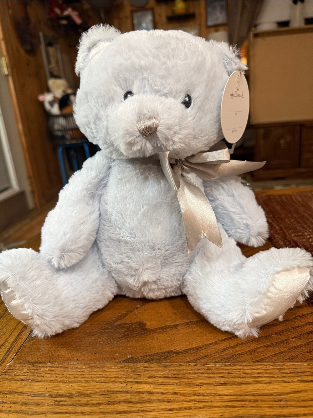 NWT Hallmark My First Teddy Bear Blue Plush Ribbon 12” Bloomin Baby G Mason